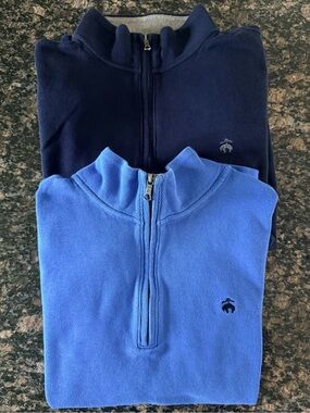 2 Brooks Brothers Men's Half-Zip Sweaters in Navy and Royal Blue - XXL